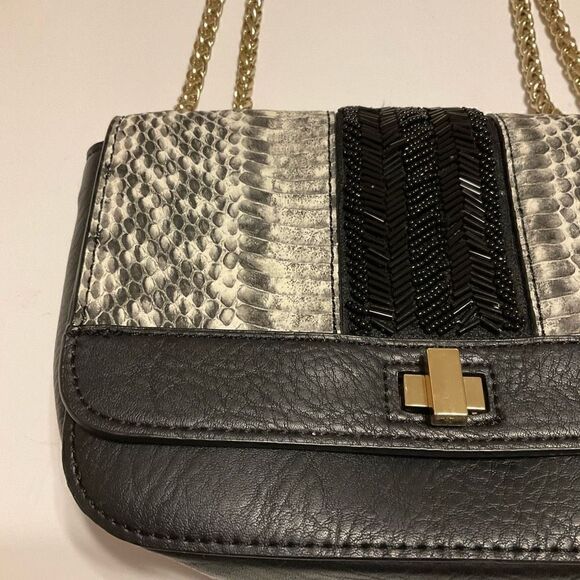 INC Marlin Chain Strap Shoulder Bag. Snakeskin and beaded detail. - Picture 11 of 11